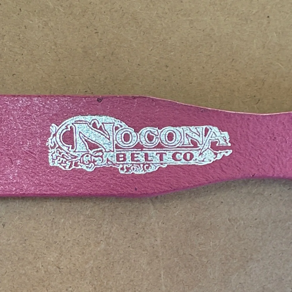 Nocona Pink Heart Studded Western Belt Youth Size 24 Y2K Boho Cowgirl Equestrian